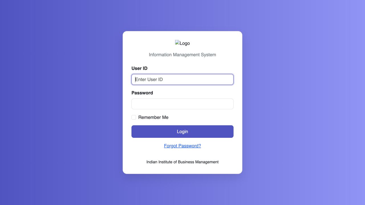 College ERP web application sign-in screen